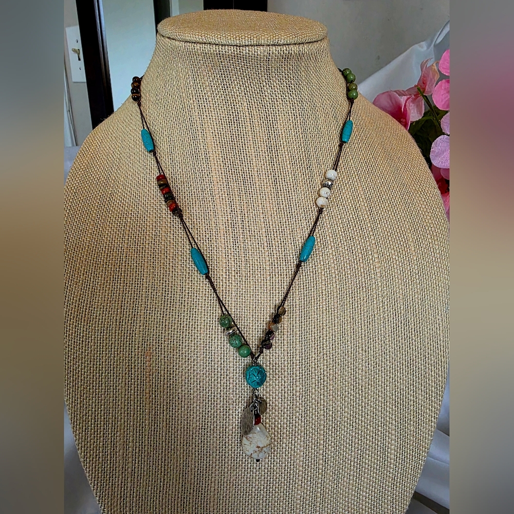 SILPADA Sterling Silver Mixed Stones, Pearl , Tigers Eye Necklace N2068